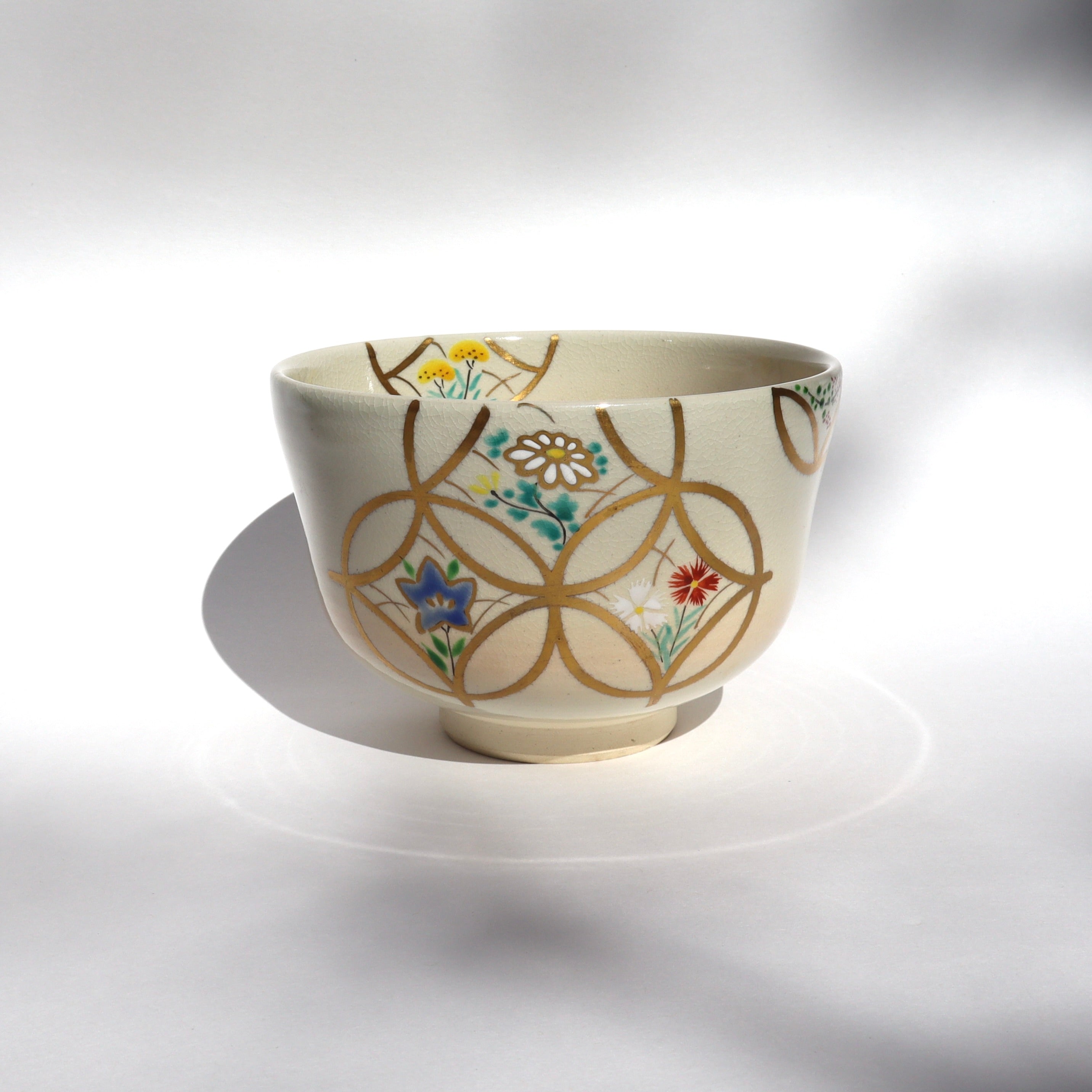 Geometric Floral Kyoyaki Bowl - Vintage