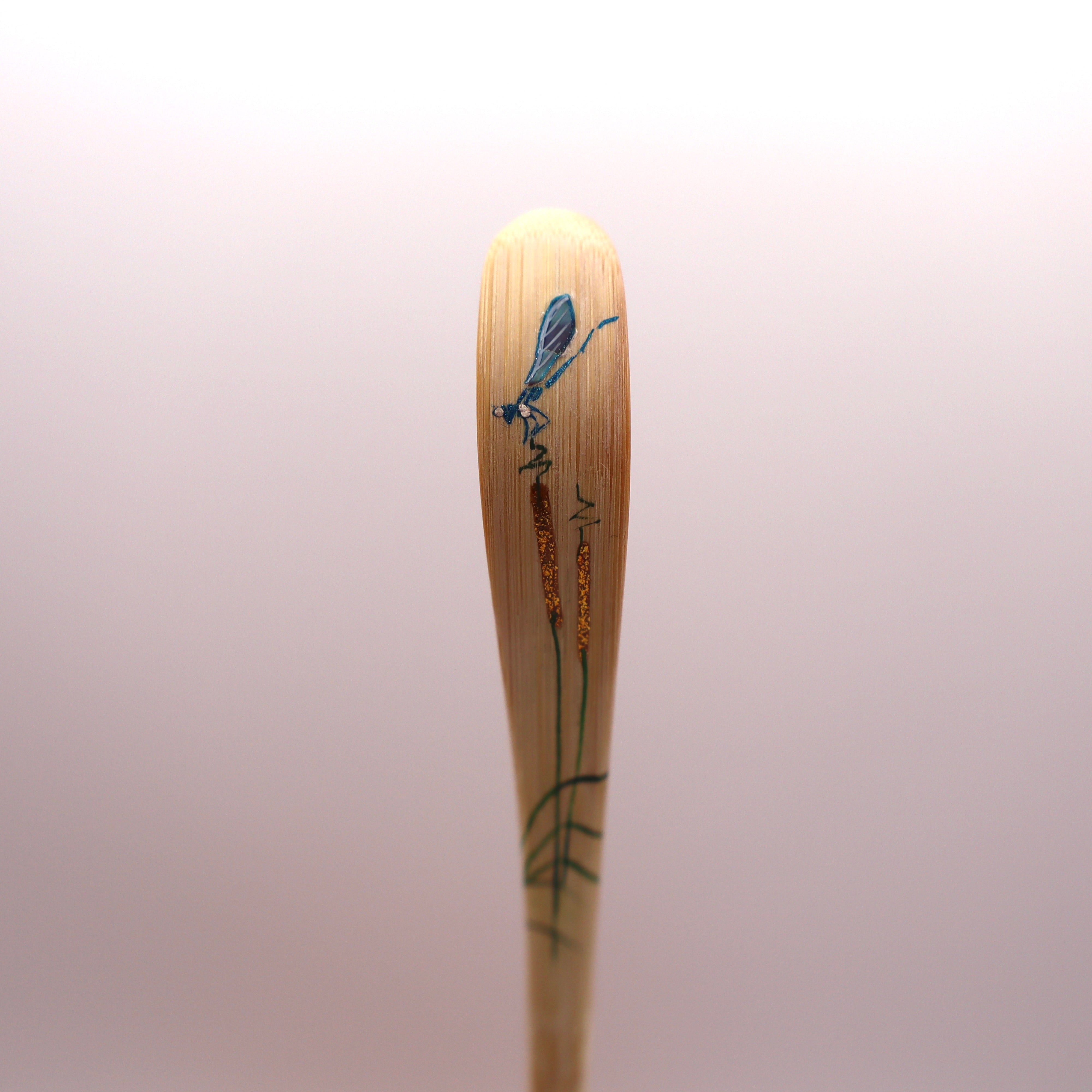 Hand Painted Dragonfly Chashaku Scoop