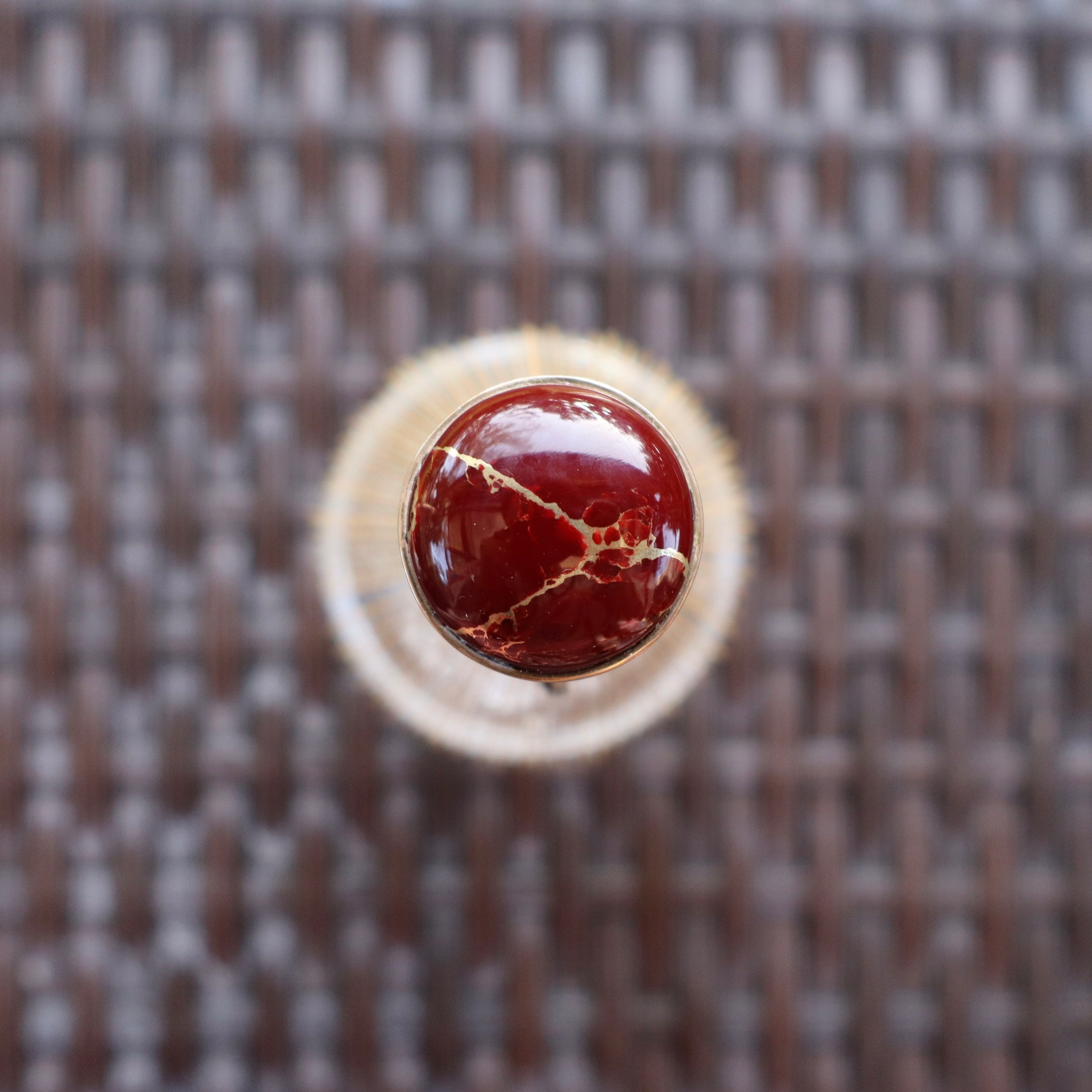 Mokume Gane Chasen Whisk in Ruby and Gold Color