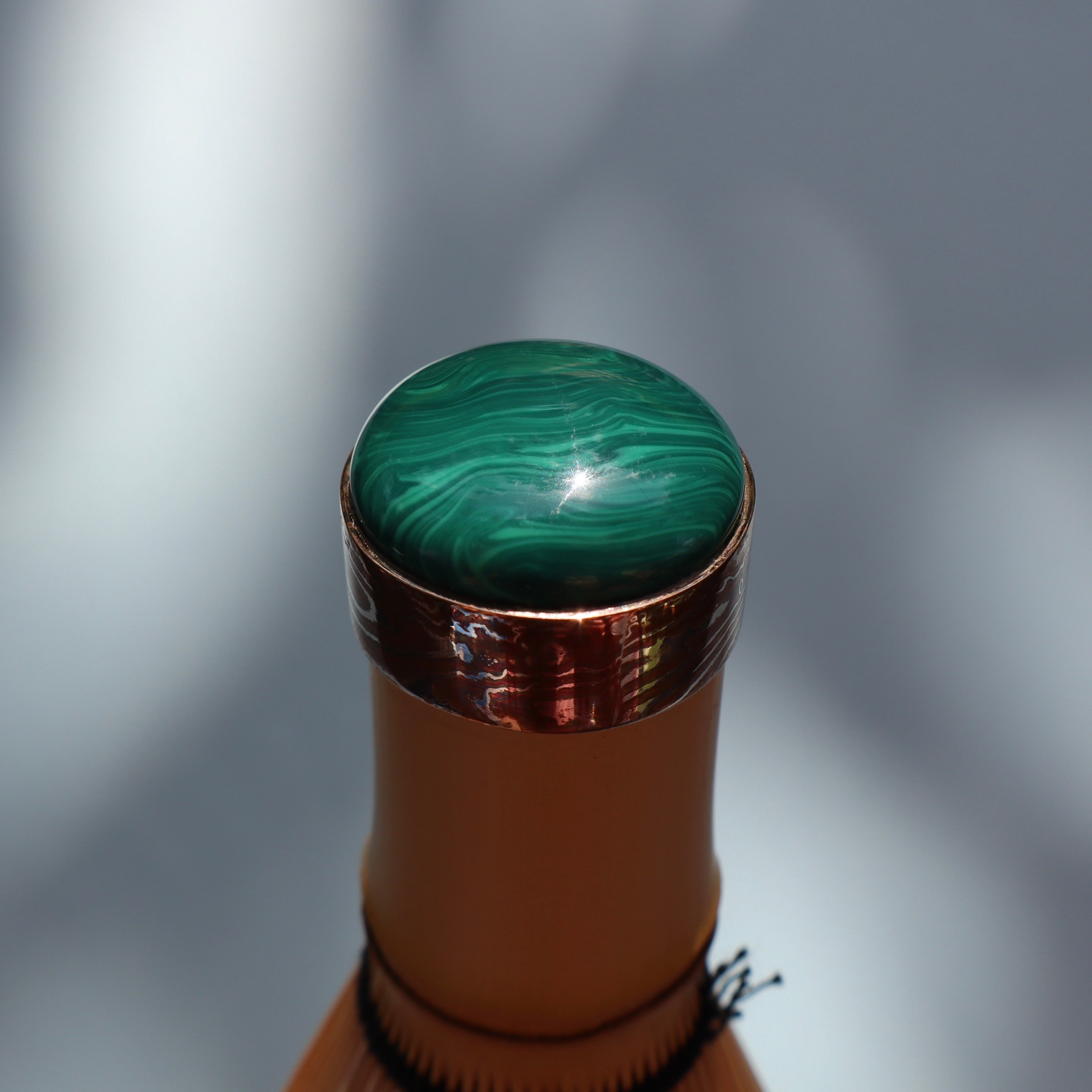 Japanese Mokume Gane Chasen Whisk in Malachite Color