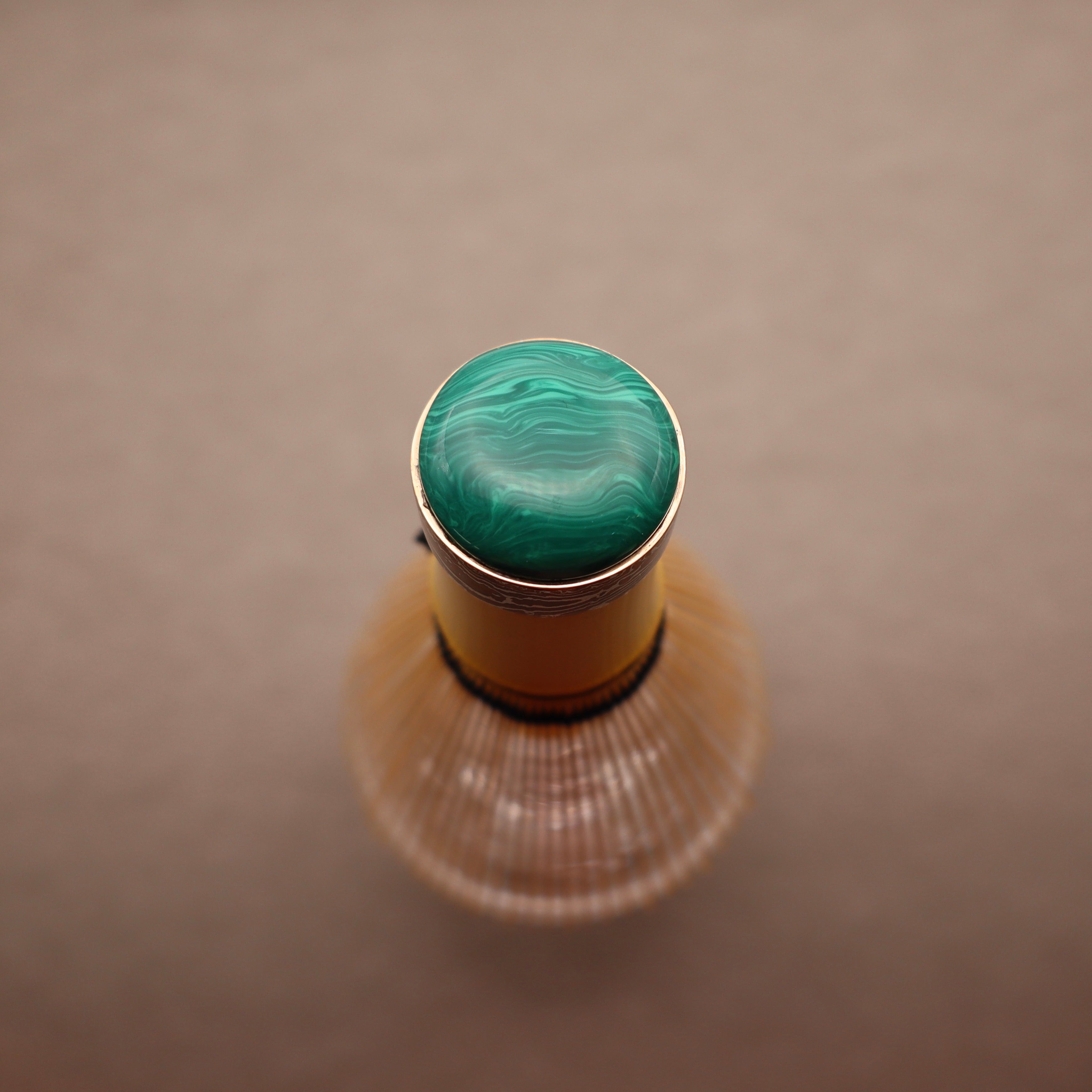 Japanese Mokume Gane Chasen Whisk in Malachite Color