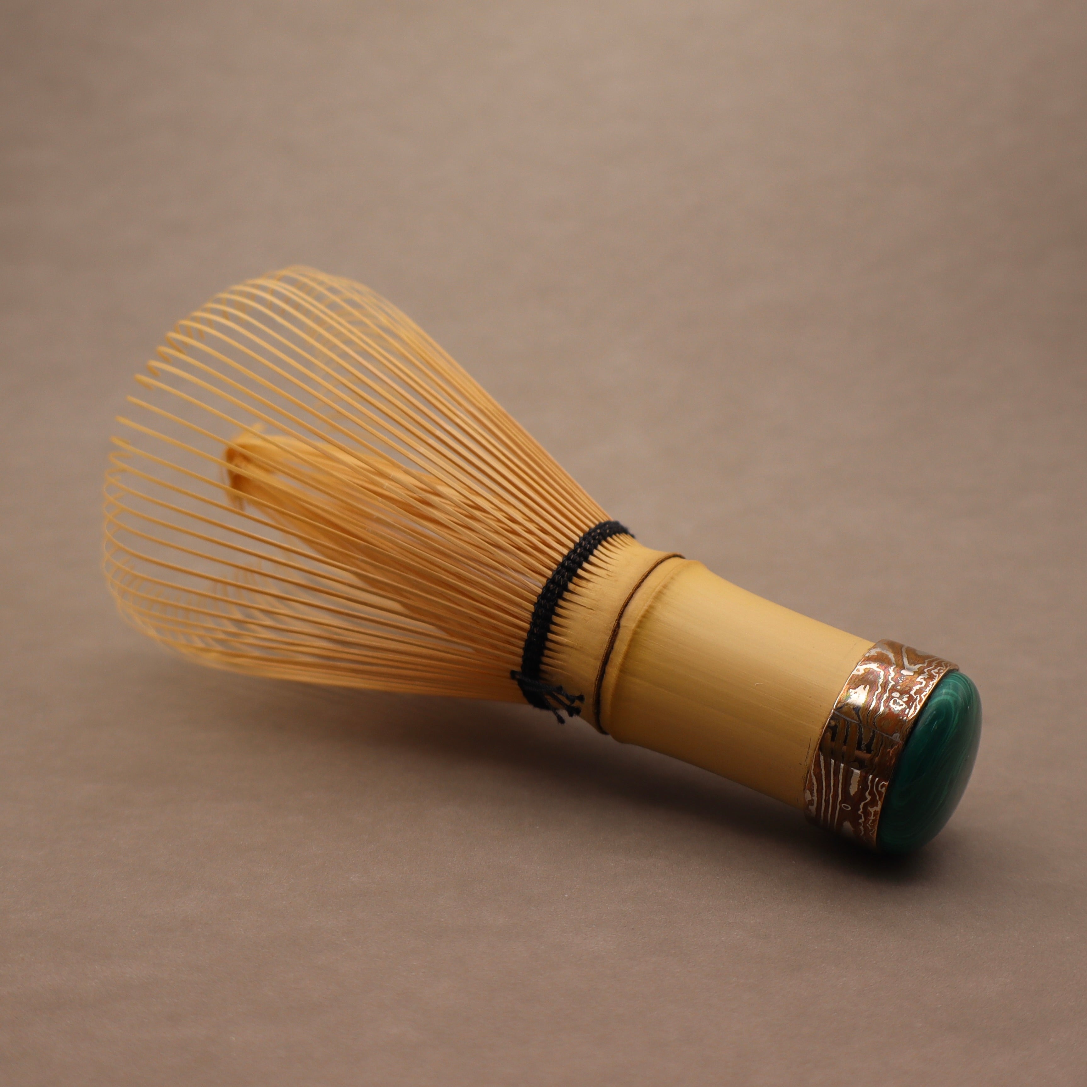 Japanese Mokume Gane Chasen Whisk in Malachite Color