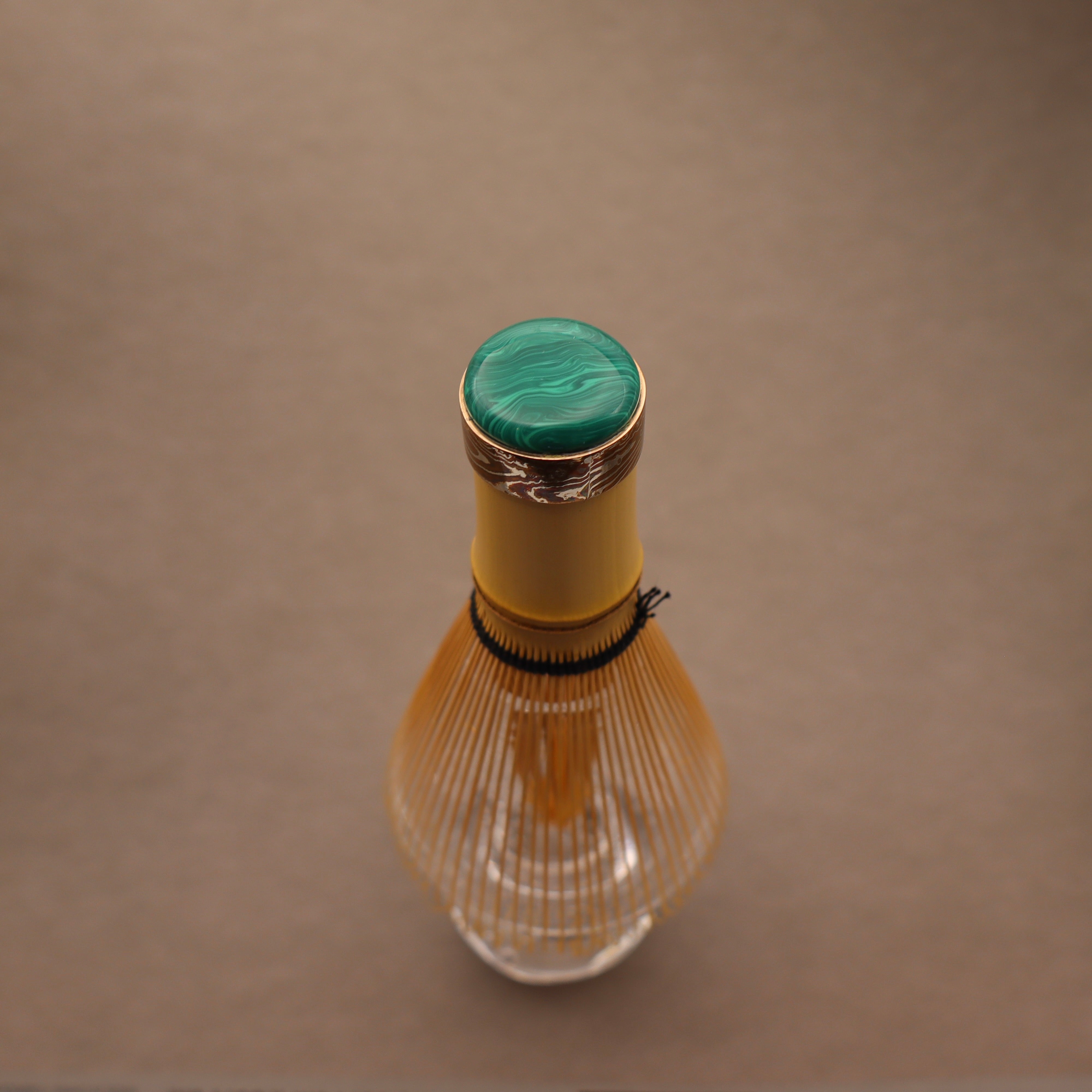 Japanese Mokume Gane Chasen Whisk in Malachite Color