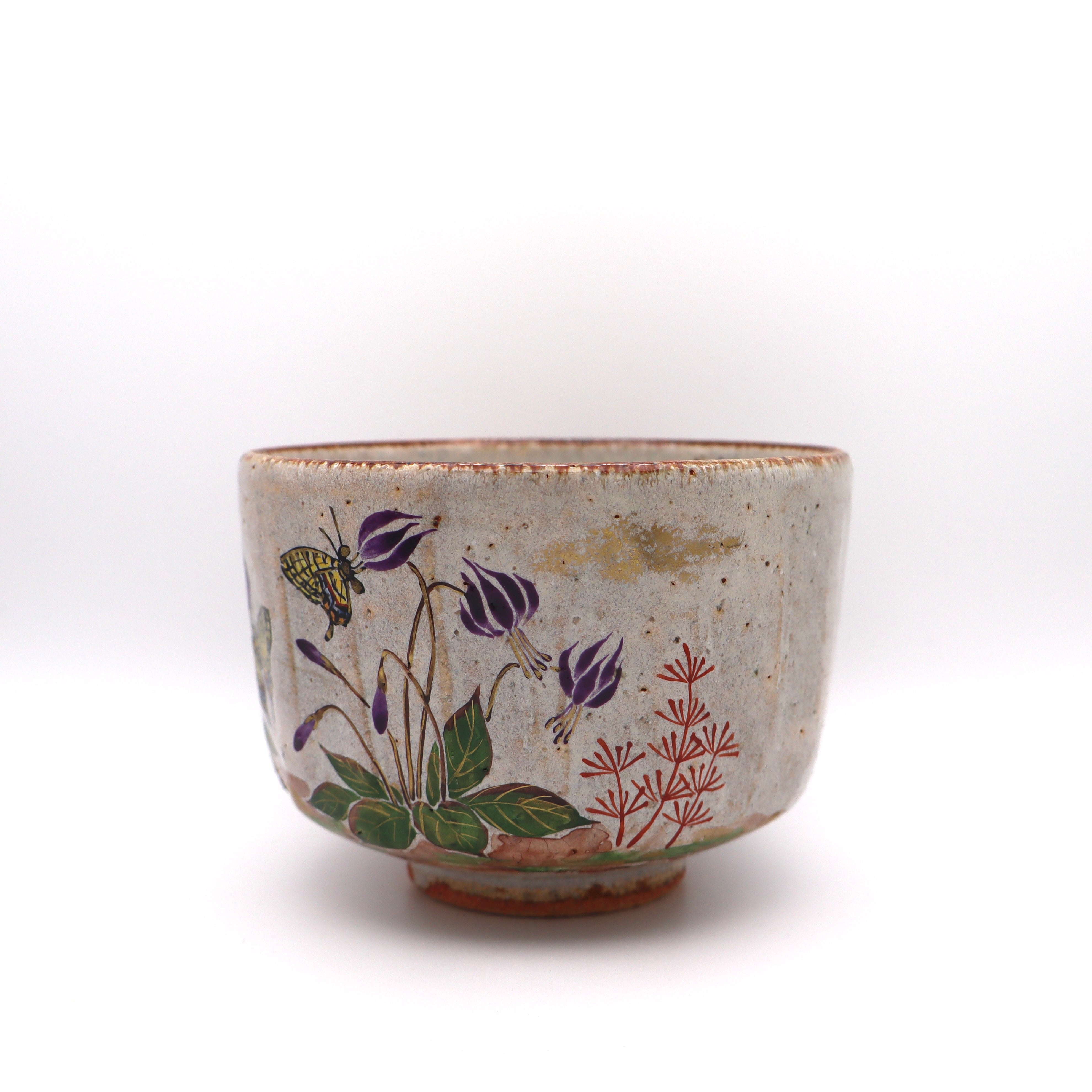 Swallowtail Butterflies on Purple Odamaki Chawan