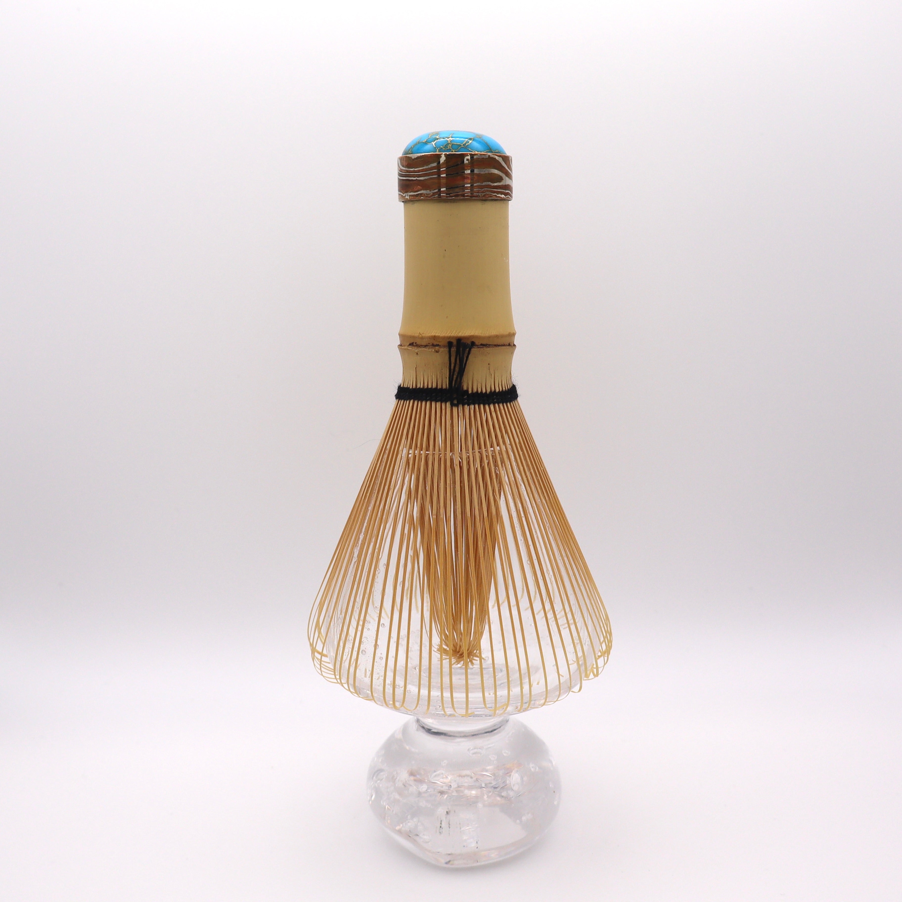 Japanese Mokume Gane Chasen Whisk in Turquoise Color