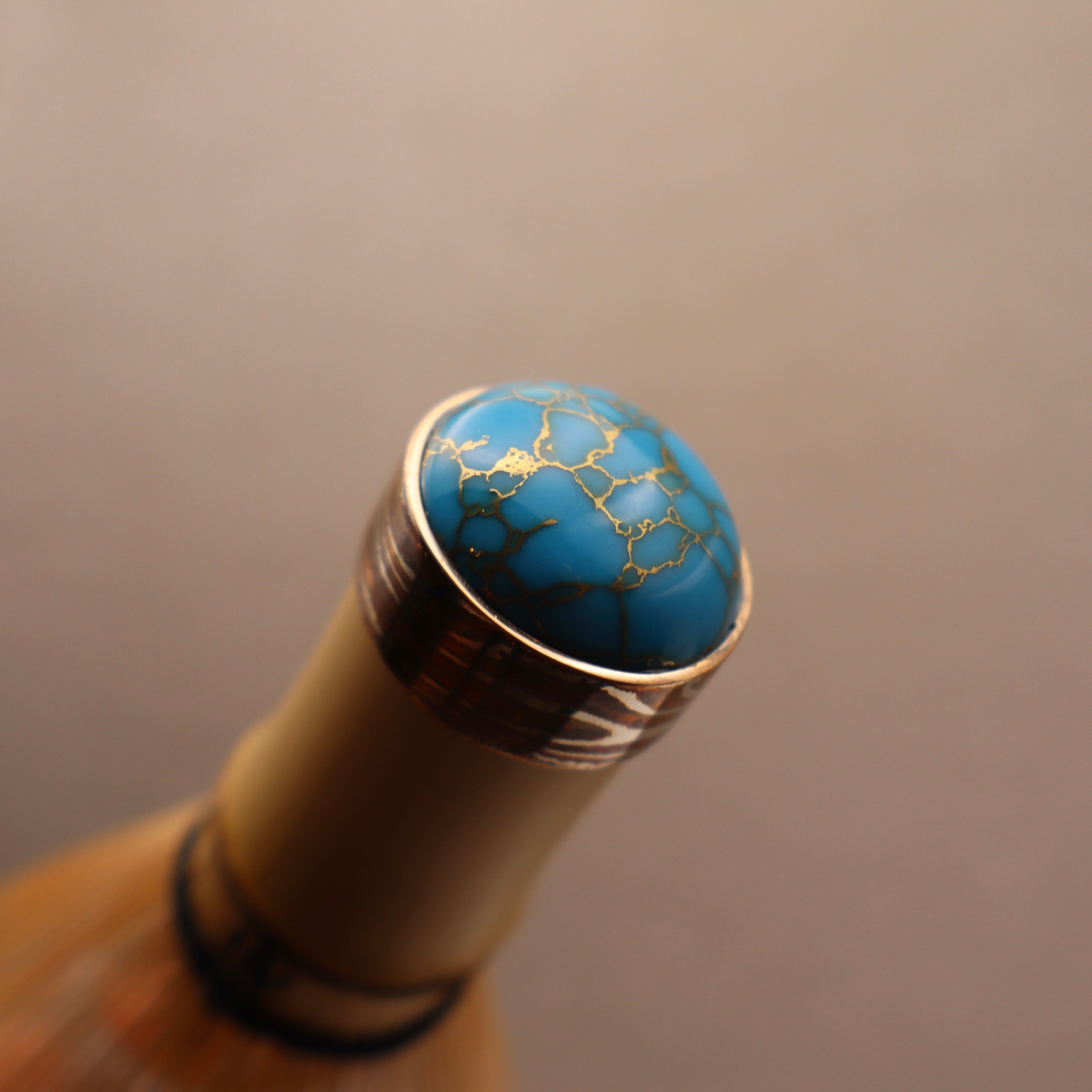 Japanese Mokume Gane Chasen Whisk in Turquoise Color