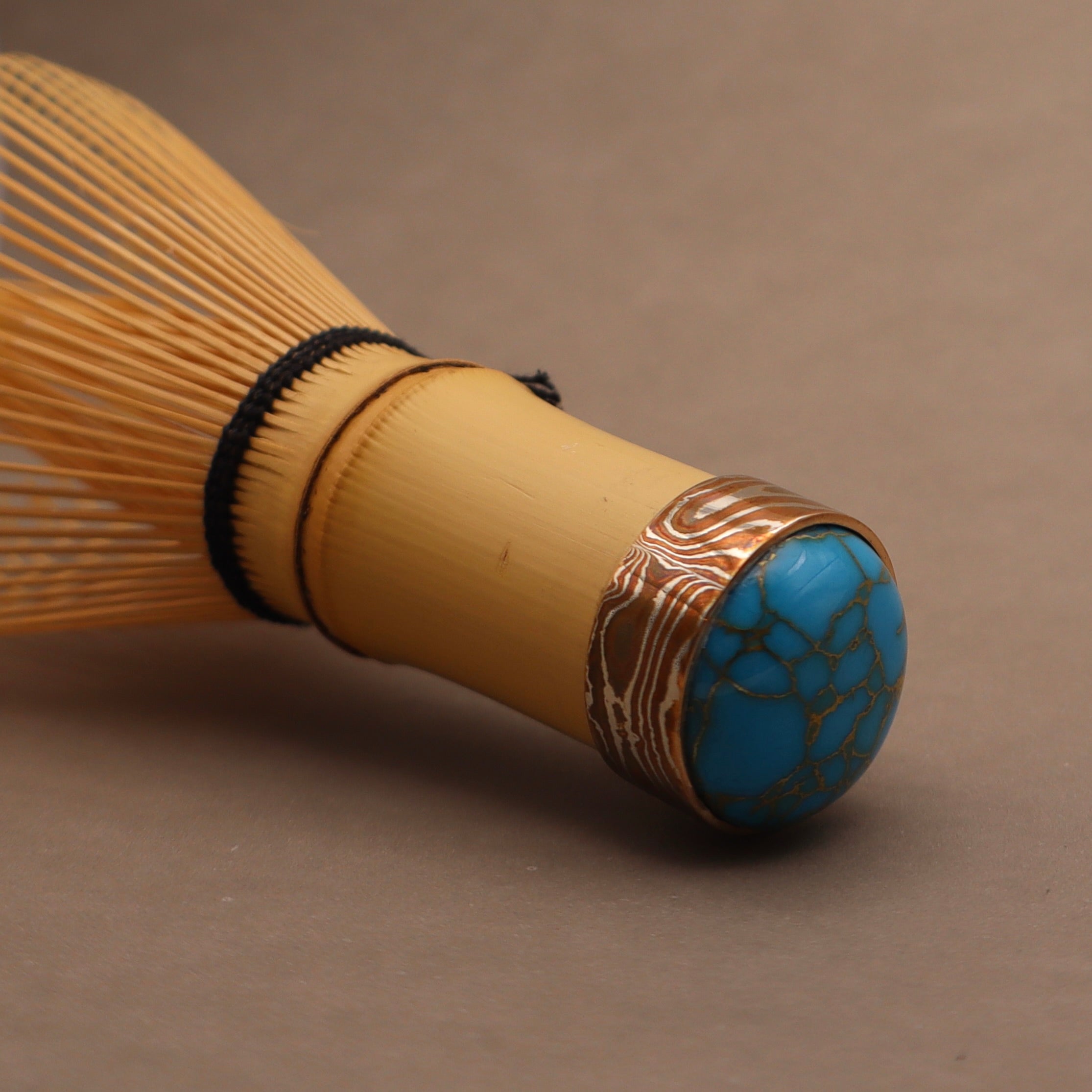 Japanese Mokume Gane Chasen Whisk in Turquoise Color