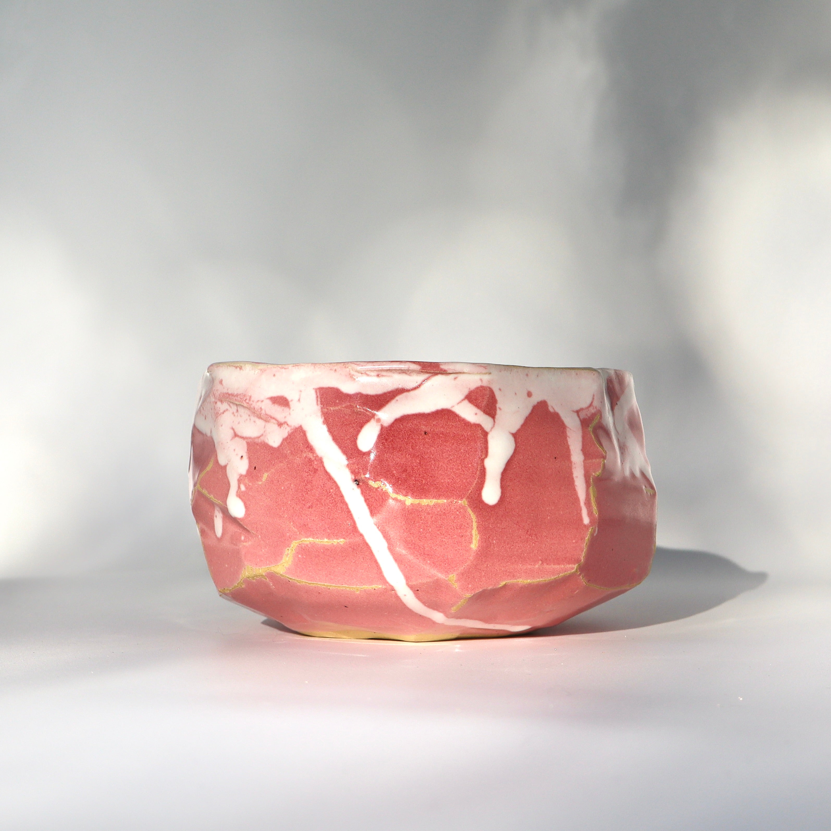 Pink "Kurinuki" Matcha Tea Bowl Chawan with Spout | Tea Katakuchi