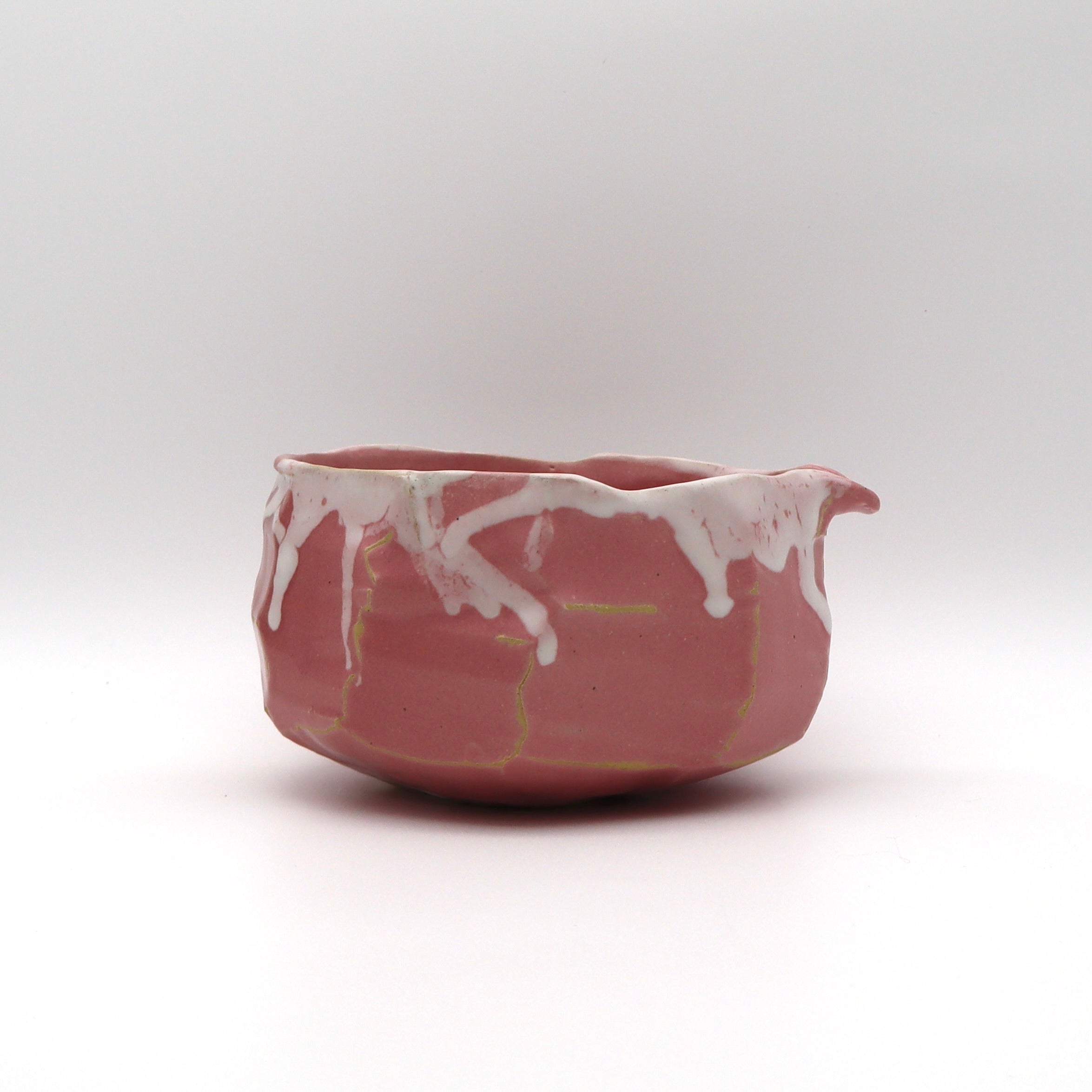 Pink "Kurinuki" Matcha Tea Bowl Chawan with Spout | Tea Katakuchi