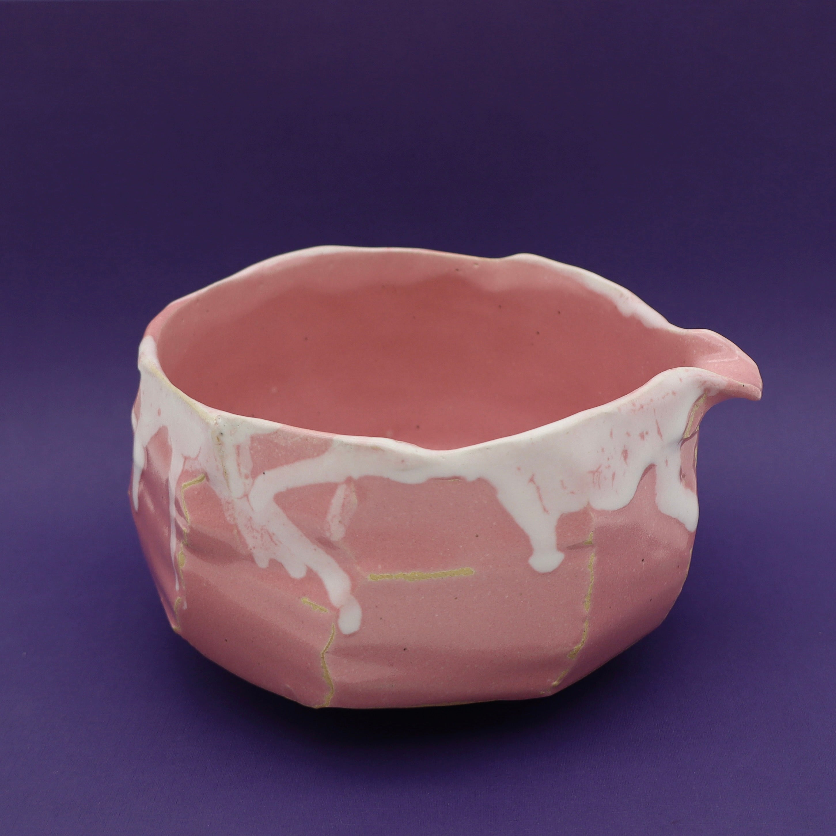 Pink "Kurinuki" Matcha Tea Bowl Chawan with Spout | Tea Katakuchi