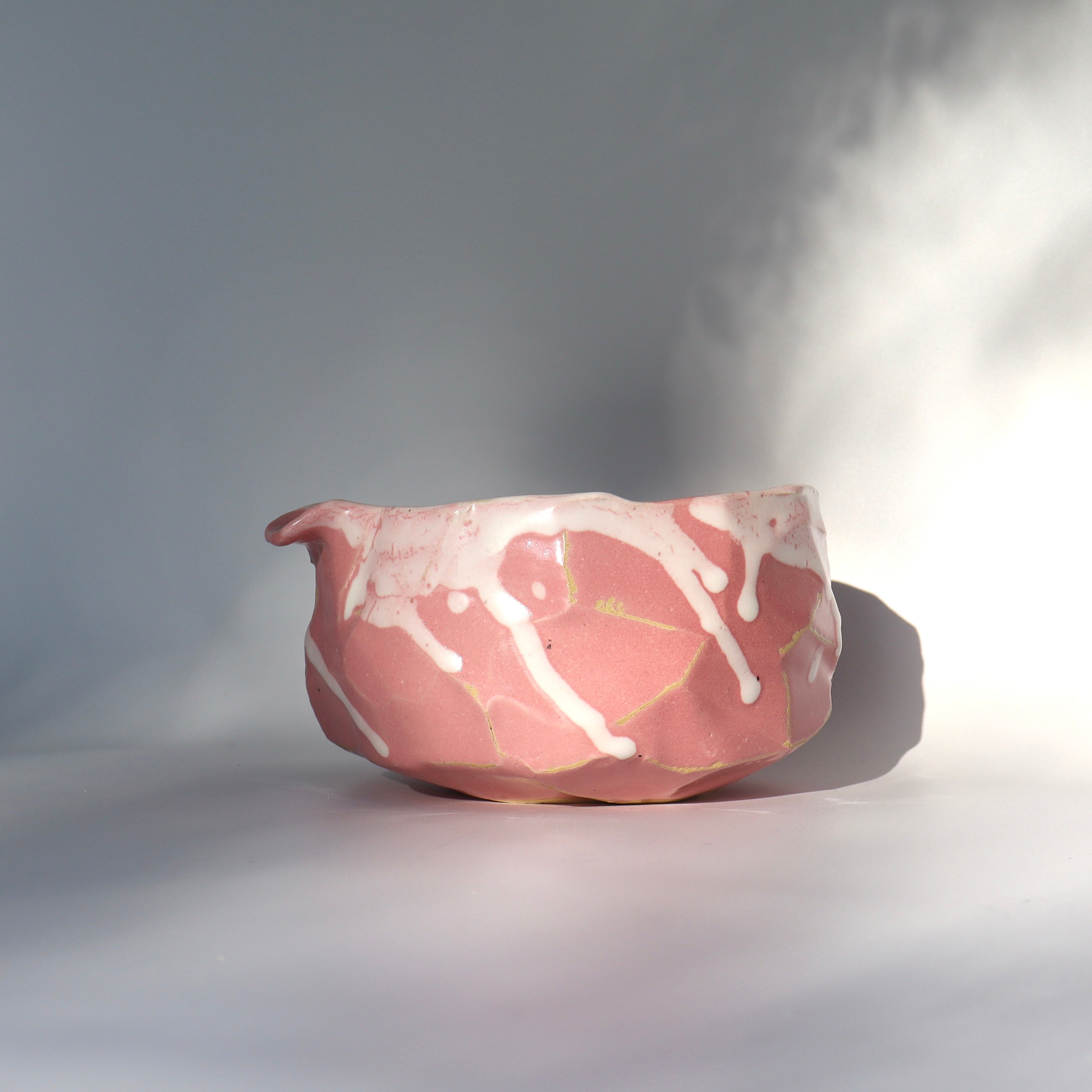 Pink "Kurinuki" Matcha Tea Bowl Chawan with Spout | Tea Katakuchi