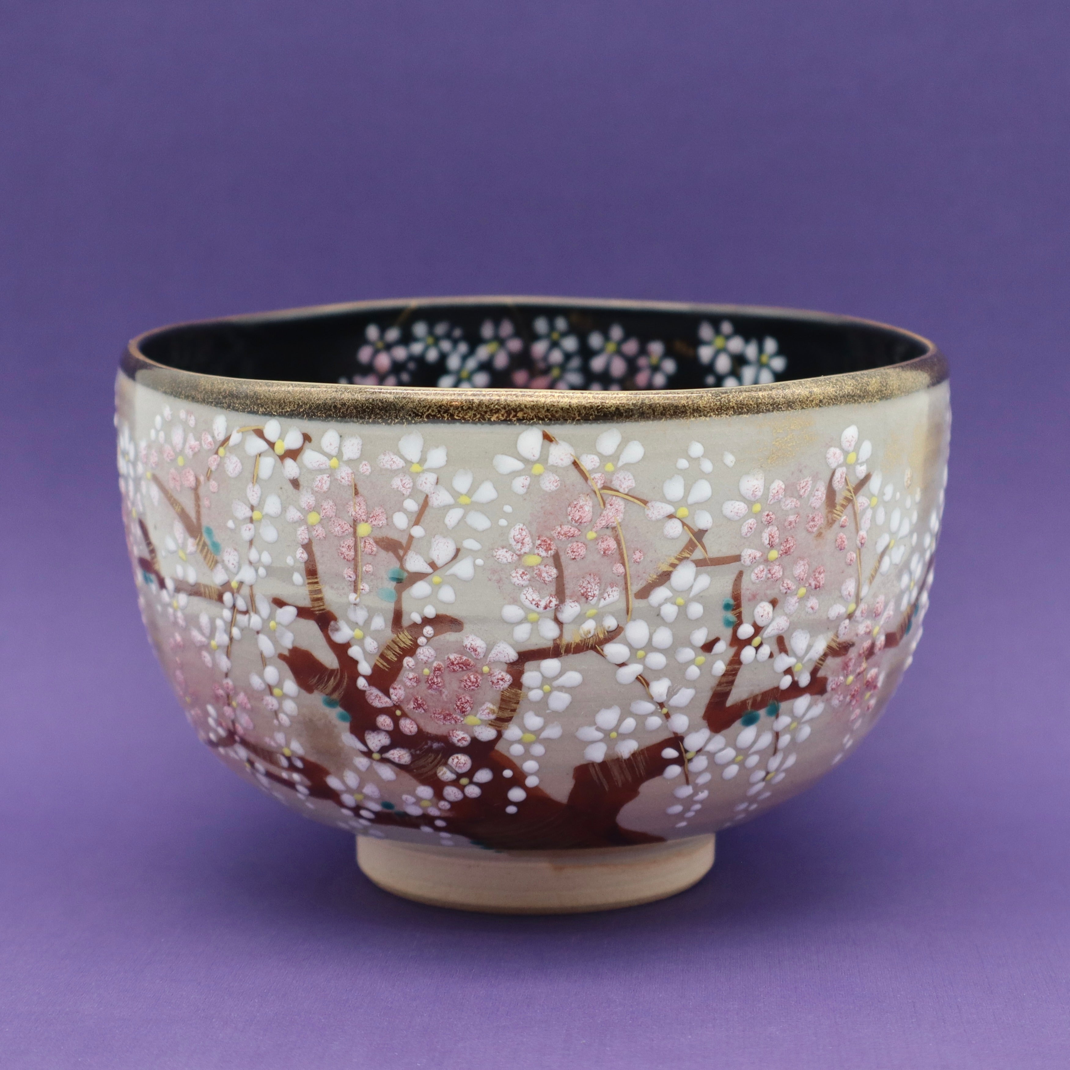 Cherry Blossom Matcha Chawan Bowl with Signed Box