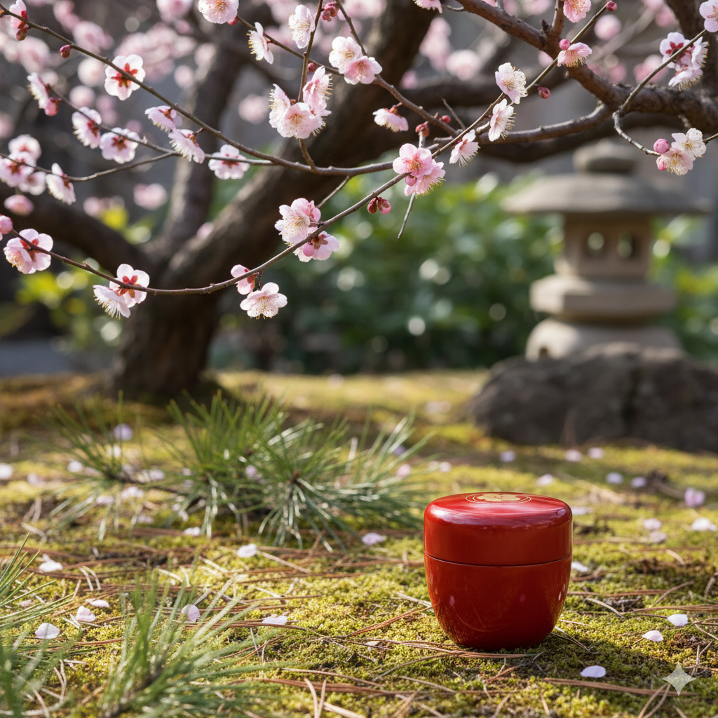 Ume and Pine Red Tea Caddy